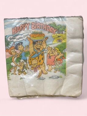 Vintage Flintstones Party Napkins 1980s NOS Birthday Fred Hanna Barbera
